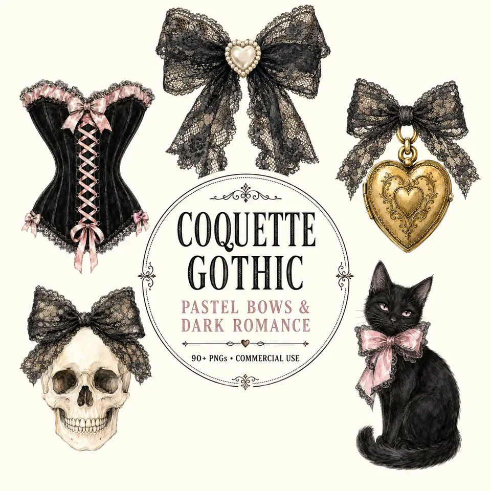 Coquette Gothic — cover of the VintageHauntArt collection