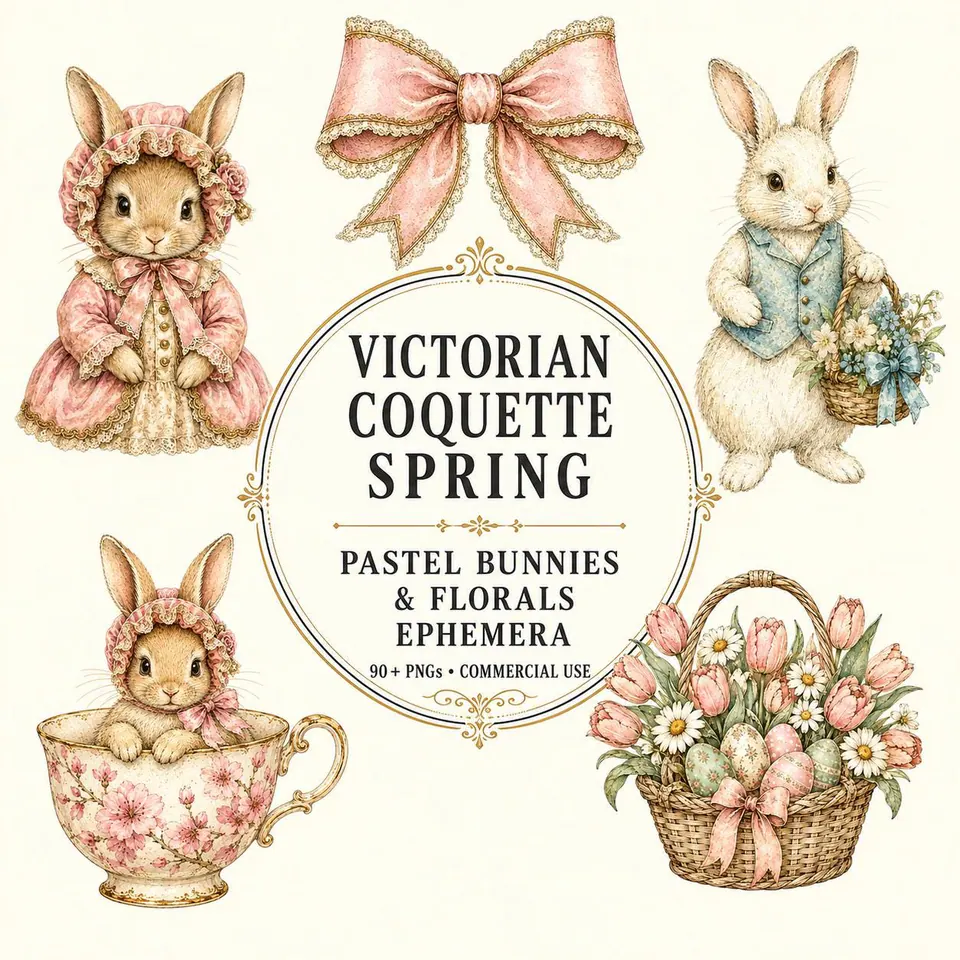 Coquette Spring Bunnies & Florals — cover of the VintageHauntArt collection