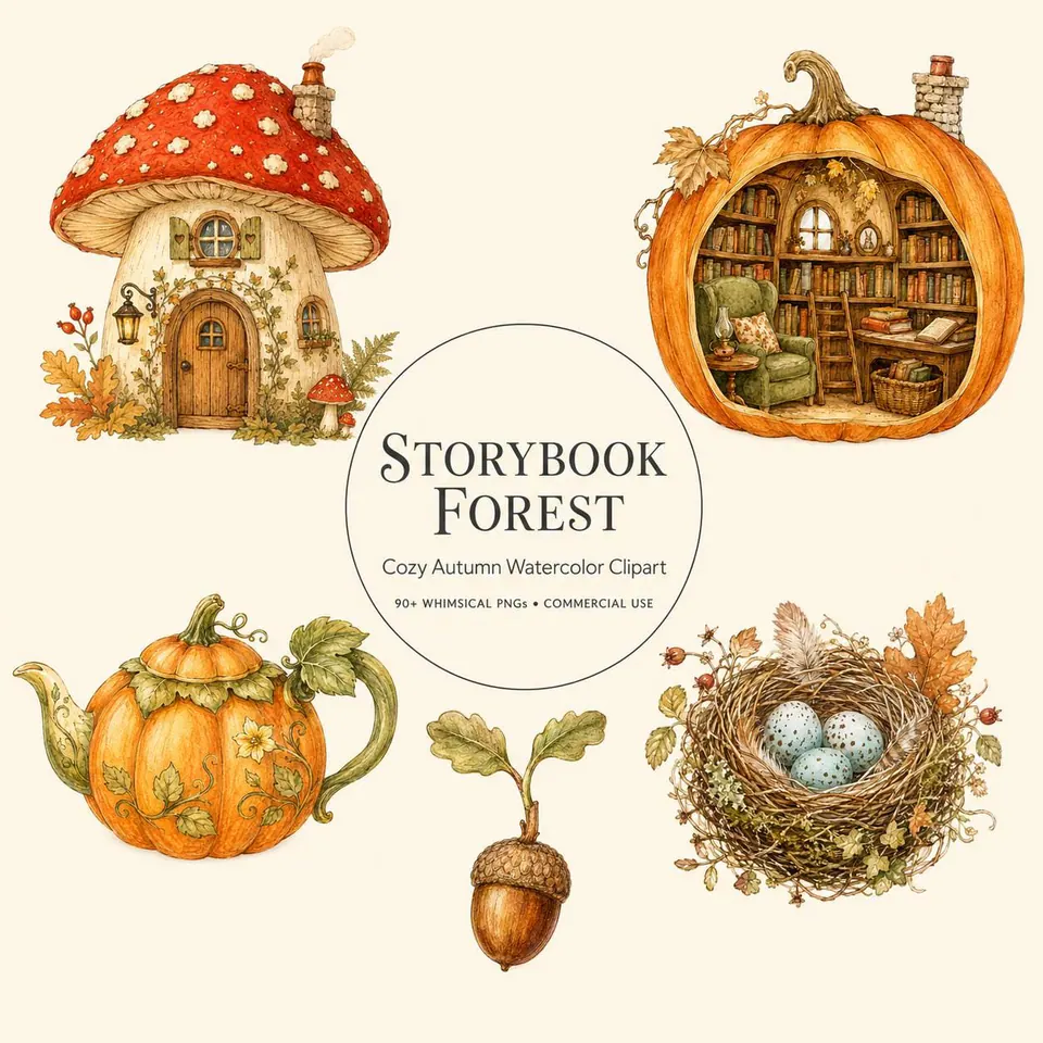 Cozy Autumn Storybook Forest — cover of the VintageHauntArt collection