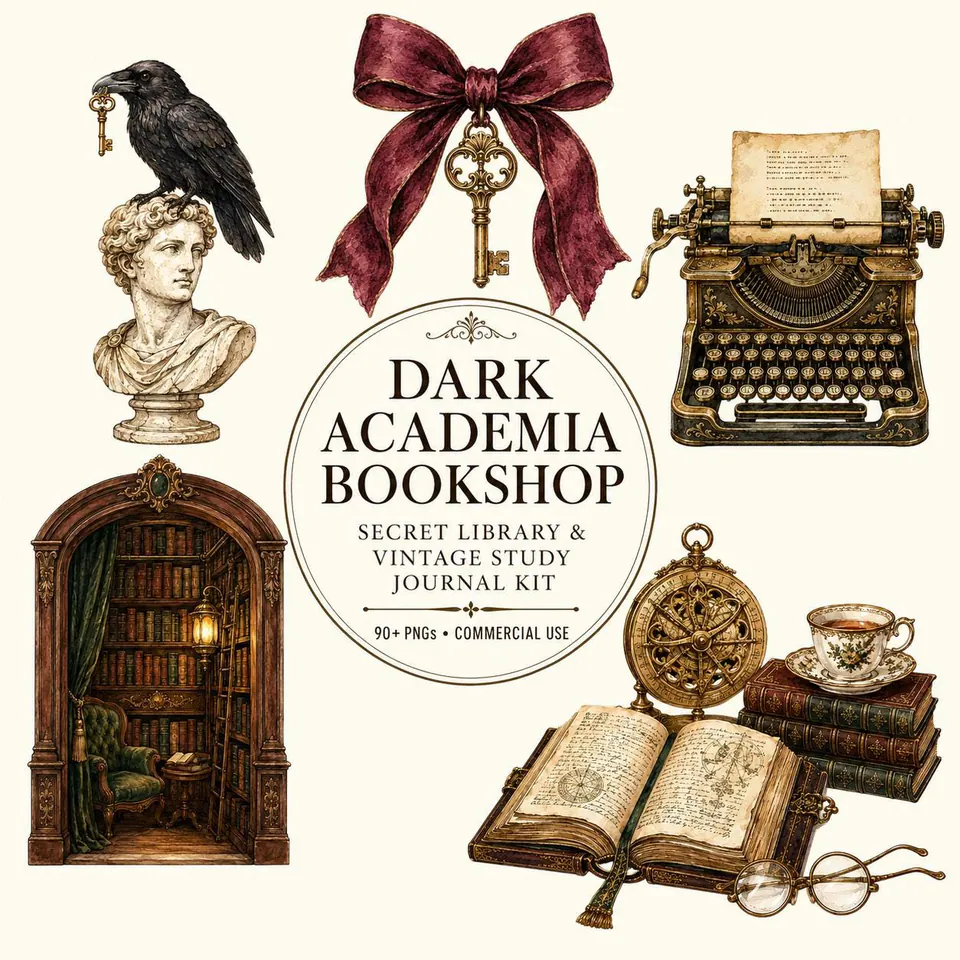Dark Academia Bookshop — cover of the VintageHauntArt collection