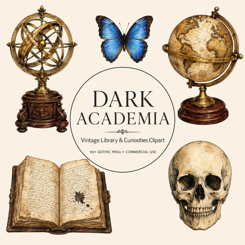 Dark Academia Library — cover of the VintageHauntArt collection
