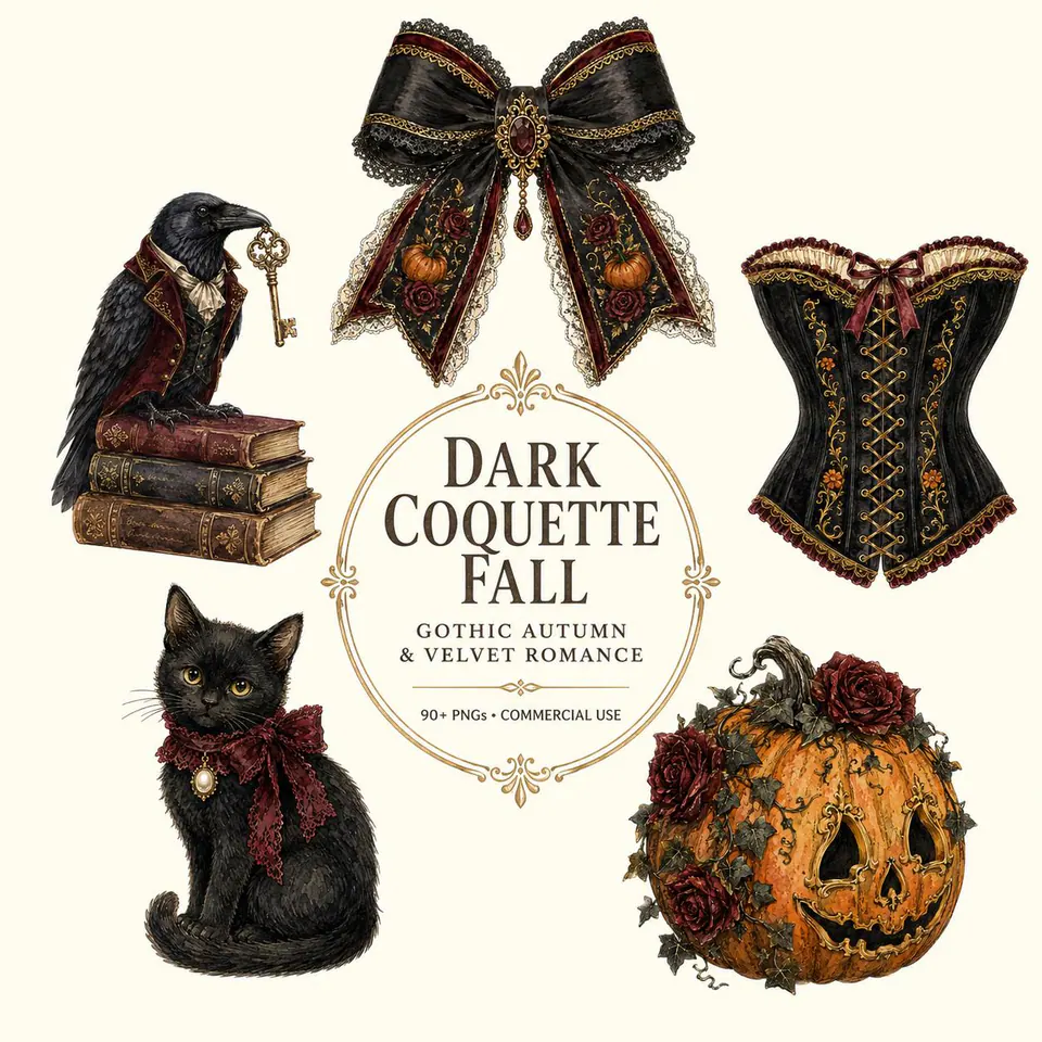 Dark Coquette Autumn — cover of the VintageHauntArt collection