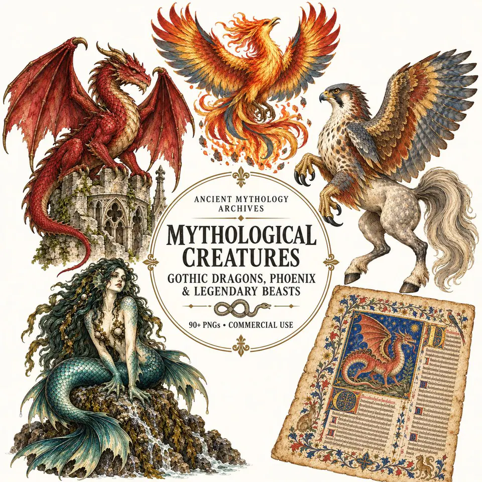 Victorian Mythological Creatures — cover of the VintageHauntArt collection