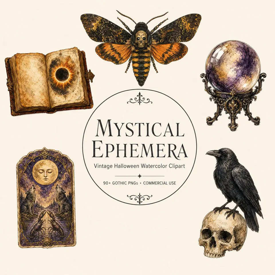 Vintage Mystical Halloween Ephemera — cover of the VintageHauntArt collection