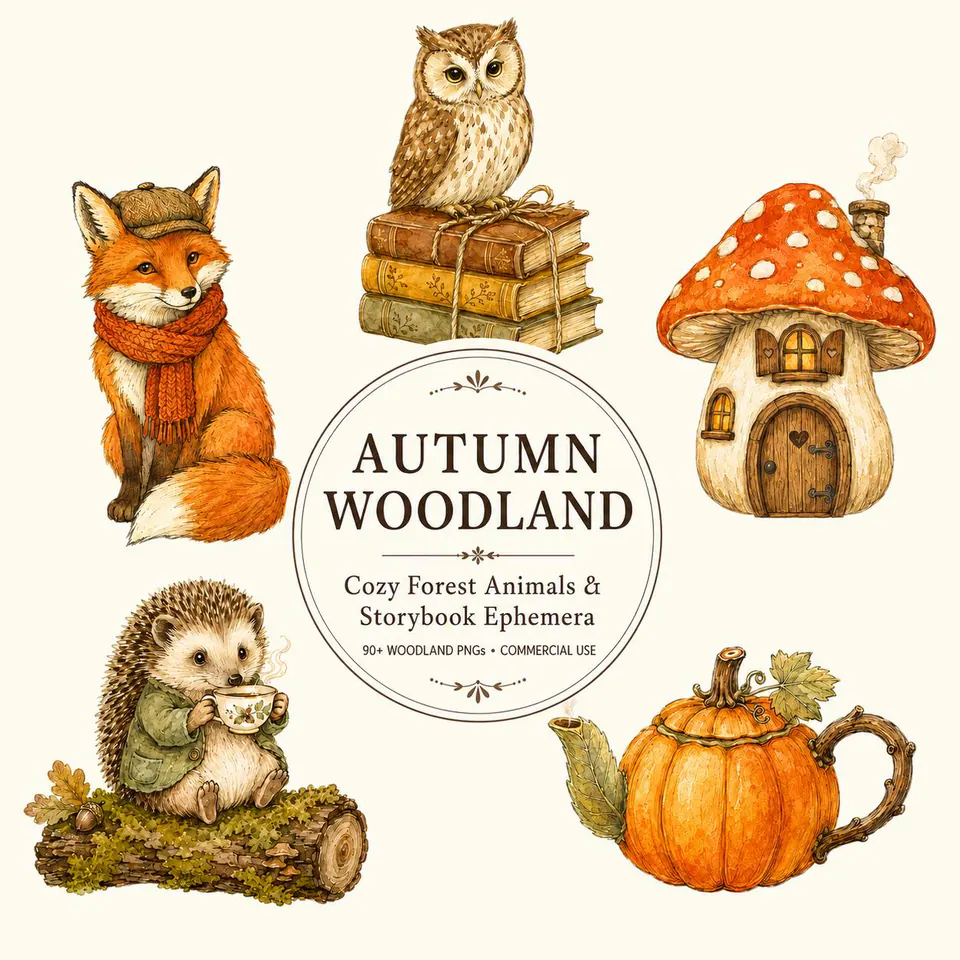 Whimsical Autumn Woodland — cover of the VintageHauntArt collection